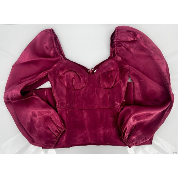 Women's Dress - Lelis Falling in Love Mini Dress Maroon Red Longseave Size XS - Picture 6 of 8